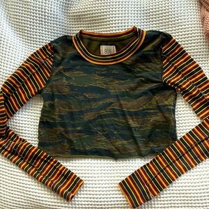 100% Cotton BDG Cropped long sleeve raw hem